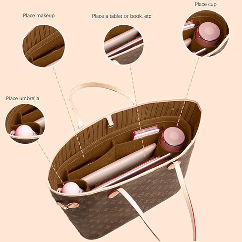Lckaey Felt Organizer For Purse & Tote Bag Shaper Organizer Insert Fit N everfu.l Speed y Handbag Y062coffee-M in Saudi Arabia