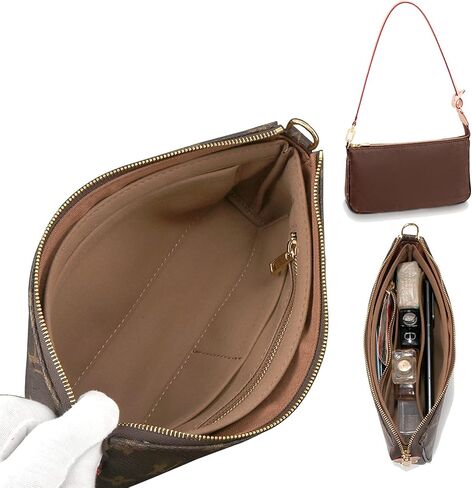 ملحق محفظة لملحقات Pochette، منظم حقيبة متوافق مع إكسسوارات LV Pochette، قماش Monogram، بطانة حقيبة جديدة أو قديمة (ملحق حقيبة بني) in Saudi Arabia