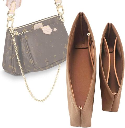 ملحق محفظة لملحقات Pochette، منظم حقيبة متوافق مع إكسسوارات LV Pochette، قماش Monogram، بطانة حقيبة جديدة أو قديمة (ملحق حقيبة بني) in Saudi Arabia