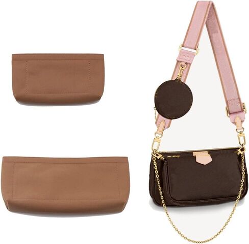 ملحق محفظة لملحقات Pochette، منظم حقيبة متوافق مع إكسسوارات LV Pochette، قماش Monogram، بطانة حقيبة جديدة أو قديمة (ملحق حقيبة بني) in Saudi Arabia