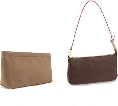 ملحق محفظة لملحقات Pochette، منظم حقيبة متوافق مع إكسسوارات LV Pochette، قماش Monogram، بطانة حقيبة جديدة أو قديمة (ملحق حقيبة بني) in Saudi Arabia