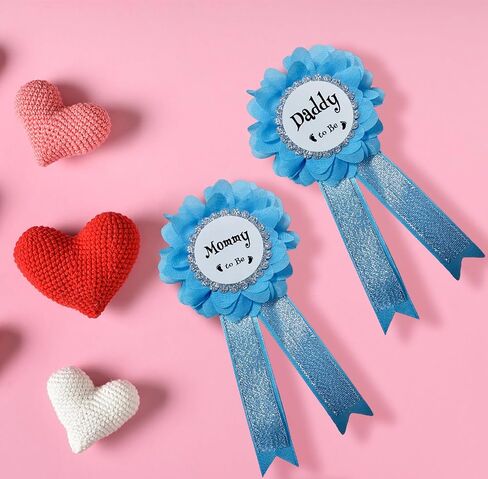 MaternitMaternity Sash Mommy to Be & Daddy to Be مجموعة دبابيس على شكل زهرة وحزام للبطن لدعائم صور الحمل وإظهار الجنس وديكورات هدايا استحمام الطفل، أزرق سماوي in Kuwait
