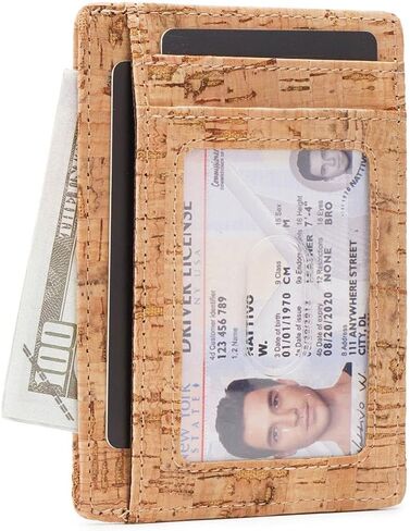حامل بطاقة الفلين النباتي | حجب RFID | نباتي | تصنيعها أخلاقيا | محفظة نحيفة للرجال والنساء...، بيج، بسيط in Saudi Arabia