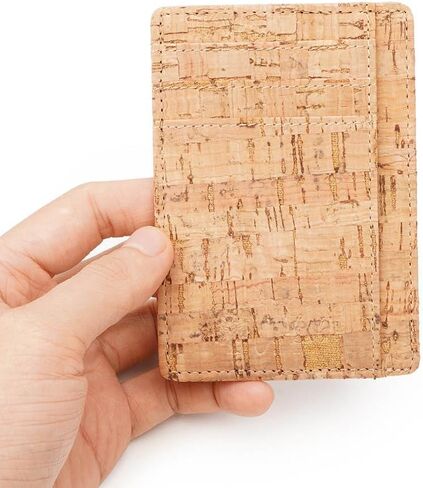 حامل بطاقة الفلين النباتي | حجب RFID | نباتي | تصنيعها أخلاقيا | محفظة نحيفة للرجال والنساء...، بيج، بسيط in Saudi Arabia