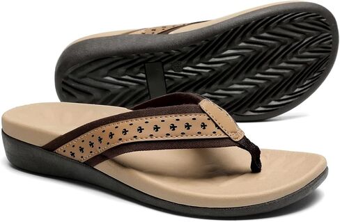 MEGNYA Womens Orthopedic Sandals with Arch Support, Summer Plantar Fasciitis Flip Flops for Flat Feet, Comfortable Cushioned Foam Slippers for Outdoor Beach in Kuwait