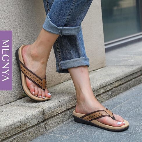 MEGNYA Womens Orthopedic Sandals with Arch Support, Summer Plantar Fasciitis Flip Flops for Flat Feet, Comfortable Cushioned Foam Slippers for Outdoor Beach in Kuwait