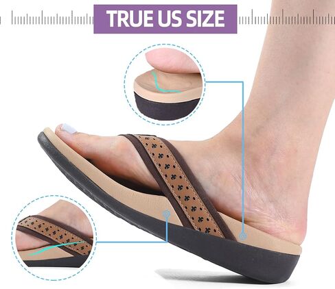 MEGNYA Womens Orthopedic Sandals with Arch Support, Summer Plantar Fasciitis Flip Flops for Flat Feet, Comfortable Cushioned Foam Slippers for Outdoor Beach in Kuwait