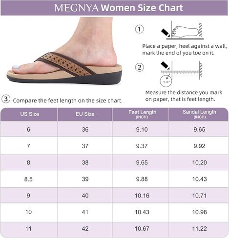 MEGNYA Womens Orthopedic Sandals with Arch Support, Summer Plantar Fasciitis Flip Flops for Flat Feet, Comfortable Cushioned Foam Slippers for Outdoor Beach in Kuwait