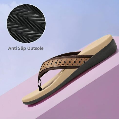 MEGNYA Womens Orthopedic Sandals with Arch Support, Summer Plantar Fasciitis Flip Flops for Flat Feet, Comfortable Cushioned Foam Slippers for Outdoor Beach in Kuwait