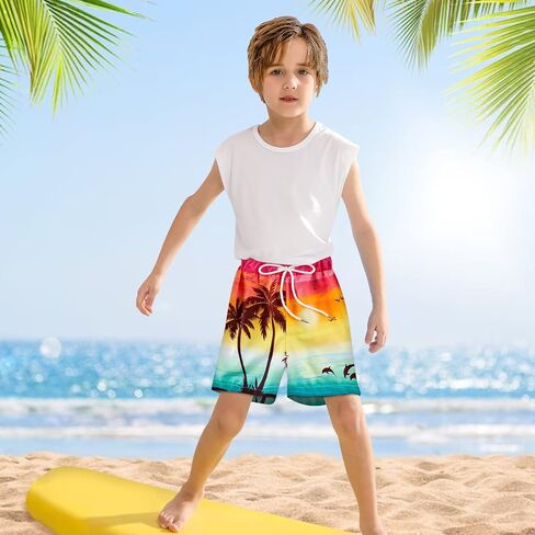 Boys Swim Trunk with Compression Boxer Brief Double Layer Beach Surf Board Shorts Kids Quick Dry Anti Chafe Swimwear in Saudi Arabia
