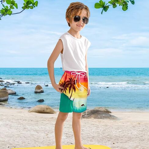 Boys Swim Trunk with Compression Boxer Brief Double Layer Beach Surf Board Shorts Kids Quick Dry Anti Chafe Swimwear in Saudi Arabia