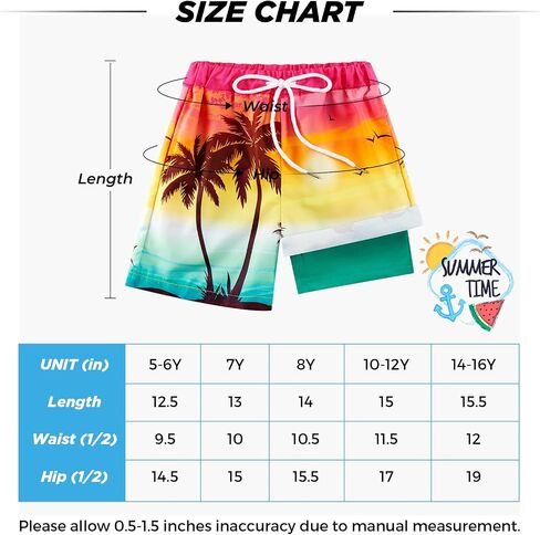 Boys Swim Trunk with Compression Boxer Brief Double Layer Beach Surf Board Shorts Kids Quick Dry Anti Chafe Swimwear in Saudi Arabia