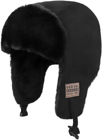 Plush Trapper Hat Warm Faux Fur Russian Ushanka Hat Windproof Trooper Hat with Earflap for Hunting Outdoors in Saudi Arabia