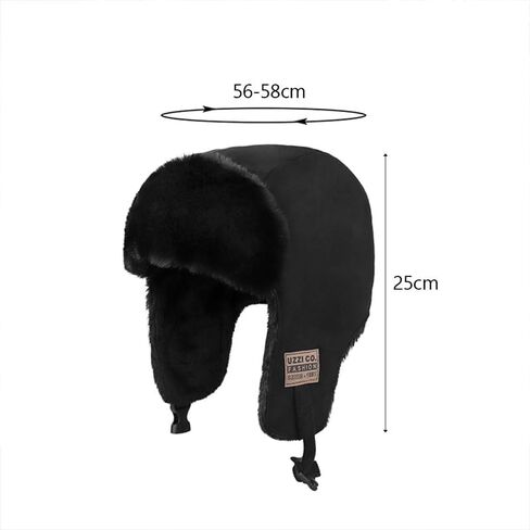 Plush Trapper Hat Warm Faux Fur Russian Ushanka Hat Windproof Trooper Hat with Earflap for Hunting Outdoors in Saudi Arabia