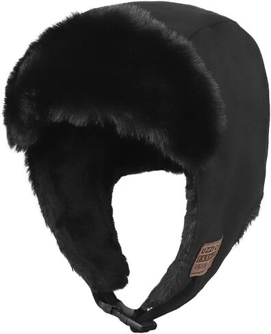 Plush Trapper Hat Warm Faux Fur Russian Ushanka Hat Windproof Trooper Hat with Earflap for Hunting Outdoors in Saudi Arabia
