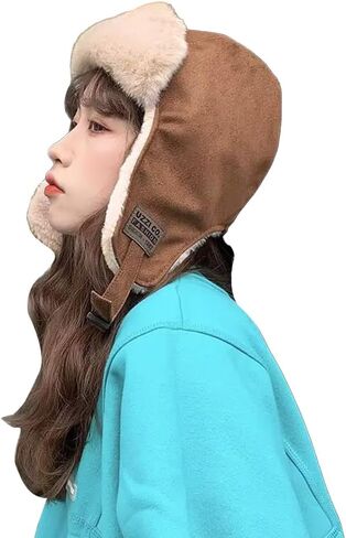 Plush Trapper Hat Warm Faux Fur Russian Ushanka Hat Windproof Trooper Hat with Earflap for Hunting Outdoors in Saudi Arabia