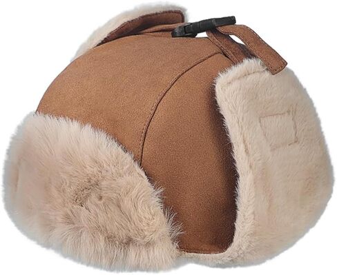 Plush Trapper Hat Warm Faux Fur Russian Ushanka Hat Windproof Trooper Hat with Earflap for Hunting Outdoors in Saudi Arabia