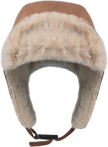 Plush Trapper Hat Warm Faux Fur Russian Ushanka Hat Windproof Trooper Hat with Earflap for Hunting Outdoors in Saudi Arabia
