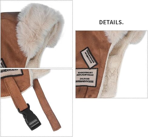 Plush Trapper Hat Warm Faux Fur Russian Ushanka Hat Windproof Trooper Hat with Earflap for Hunting Outdoors in Saudi Arabia