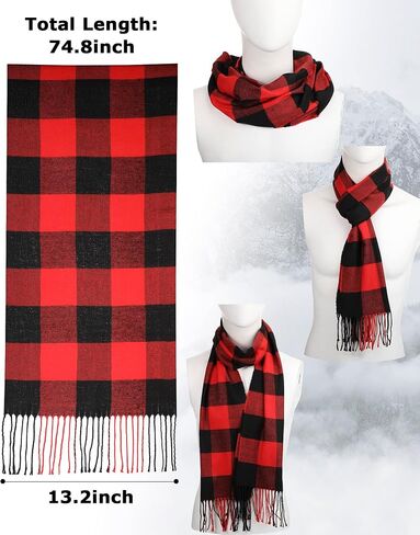 8 Pcs Plaid Trapper Hat Winter Set Buffalo Plaid Ushanka Hats Touch Screen Gloves Mask Russian Windproof Unisex Hats Winter Ear Flap for Men Women Climbing Hiking Cold Weather Christmas in Saudi Arabia