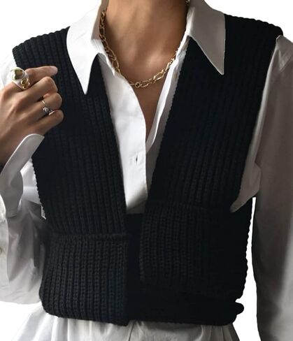 Sweater Vest for Women Sleeveless Crop Knitwear Casual Strappy Backless Tank Top Streetwear in Saudi Arabia