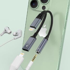 【Apple MFi Certified】 2-in-1 Lightning to 3.5mm Audio Jack Headphone & Charger Cable Adapter,Earphones Converter Splitter Support Music+Charge+HiFi+Mic+Control for iPhone 14 13 12 11【Update Version】