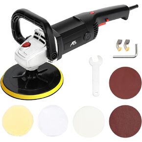 Buffer Polisher, 7 Inch Buffer Polisher for Car with 5 Polishing Pads,6 Variable Speed Detachable Handle, Ideal for Marble Slab Wood Polishing Rust Removal Sanding and Waxing