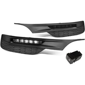 DNA MOTORING FL-ZTL-257-CH LED Fog Light With Bezel & Switch Driver & Passenger Side Enhance visibility [Compatible with 16-17 Honda Accord]
