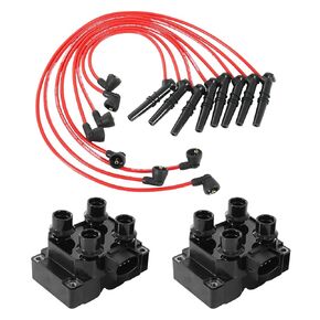 Ignition Coil 2pcs with 8MM Spark Plug Wire Set 8 Pcs Replacement For Ford Lincoln Mercury Grand Marquis F-150 F250 E-150 Town Car Crown Victoria V8 4.6L Replace 96858, 2X1320, FD480, FD487, DG435