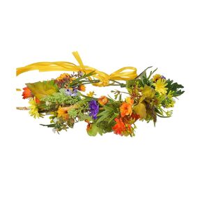 Women Girl Flower Headband Wreath Boho Headpiece Floral Crown for Wedding Festivals Photo Props (Pink & Blue)