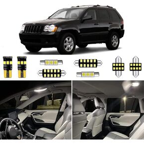 for Jeep Grand Cherokee 1999-2010 LED Headlights Fog Lights Bulbs Combo, 6pcs Super Bright 6000K White High & Low Beam Headlamps and Fog Lights LED Blubs Package
