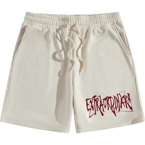 OYOANGLE Men's Graphic Print Drawstring Elastic Waist Shorts Casual Workout Athletic Shorts Bottom Track Shorts