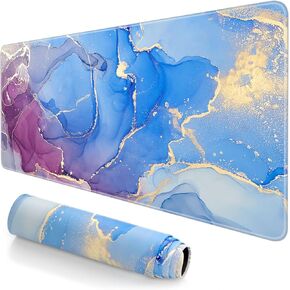Extended Large Mouse Pad, XXL Gaming Mousepad 31.5 x 15.7 Inch, Big Computer Keyboard Desk Pad, Waterproof Mouse Mat with Stitched Edges and Non-Slip Base for Office Gaming, Green Marble