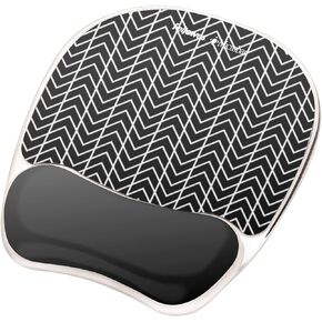 Fellowes Photo Gel Mouse Pad and Wrist Rest with Microban Protection, Black Chevron (9549901)