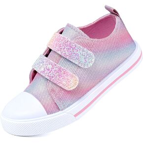 Girls Sparkle Slip-on Shoes Toddlers Canvas Sneakers Light Weight Comfortable Causal Running Shoes Skin-Friendly