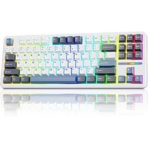 AULA Wireless Keyboard, F87 Mechanical Keyboard 75% TKL Gasket Custom Hot Swappable Keyboard,2.4Ghz/Type-C/Bluetooth Gaming Keyboard,Pre-lubed Greywood Switch RGB Backlit Keyboard for WINS/PC/Mac
