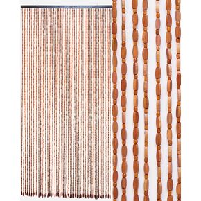 52 Strands 35.4" x 79" Bamboo and Wood Beaded Curtain for Doorway Handmade Natural Doorway Beads Bohemian Bamboo and Wooden Room Devider Hanging Boho Beaded Curtain,Beige