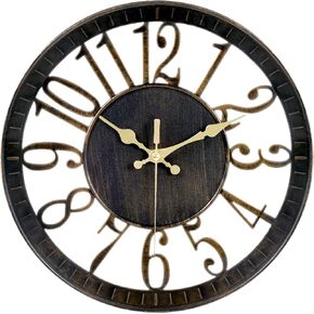 Non-Ticking Silent Wall Clocks 12 Inch Battery Operated Quartz Vintage Decor Clock, 3D Numeral Round Wall Clock Easy to Read for Rustic Farmhouse Living Room Home Office School (Bronze)
