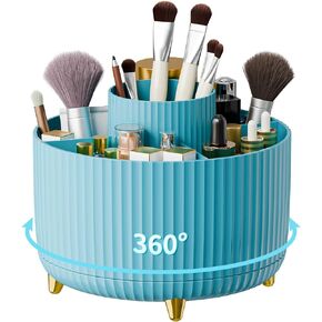 360° Rotate Makeup Brush Holder Organizer, Makeup Organizers Countertop, Makeup organization and Skincare Storage with Gift Box Packing for Vanity, Desktop, Bathroom (Black)