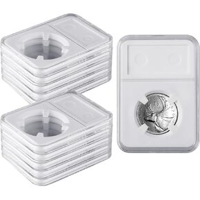 10 Packs 40mm Coin Slab Display Holder, Storage Case for American Silver Eagle 1 oz Coin, Clear Acrylic Cases for Coin Organize and Collection, Four-Point Fixation Coin Slab Capsules Protector