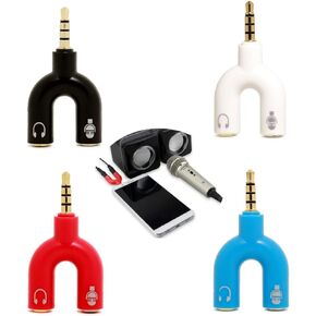 4 Pack 3.5mm Audio Jack to Headphone Microphone TRRS 2 Way Splitter Y Connector 1/8 1 to 2 Plug Adapter for iPhone PS4 Earphone Headset MIC PC Computer MP3 Tablet Laptop Desktop Andriod Phone