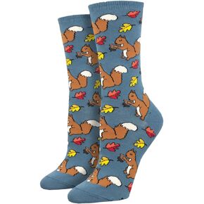 Women's Crew Socks Squirrel Them Away