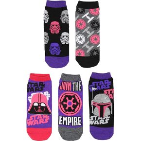 Hypnotic Hats Disney Star Wars Darth Vader Join The Empire No-Show Ankle Socks 5 Pair (9-11), Multicolored, One Size