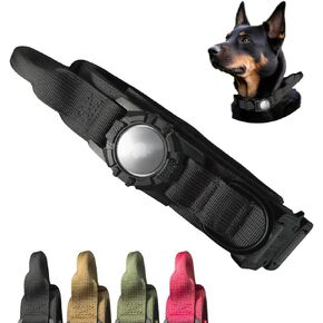 Heavy Duty Dog Collar with AirTag Holder - Tactical Dog Collar with Handle & Built-in AirTag Case - Adjustable GPS Air Tag Dog Collar for Medium, Large, Extra Large Dogs (X Large, Pink)