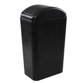 3.5 Gallon Plastic Swing Lid Trash Can, Waste Bin with Swing Top, Black