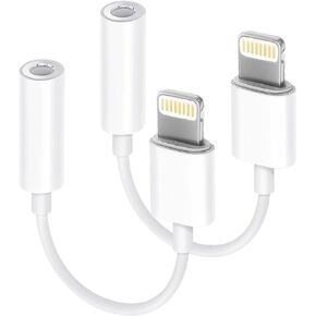 2 Pack Lightning to 3.5 mm Headphone Jack Adapter, [Apple MFi Certified] iPhone Dongle Adapter Converter Aux Audio Cable Compatible with iPhone 14/14 Plus/14 Pro/14 Pro Max/13/12/11/XR/XS/X/8/7/iPad