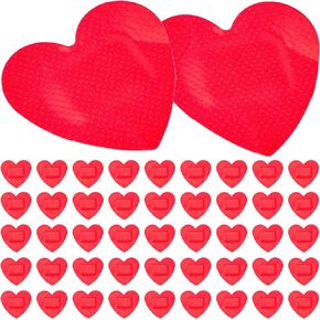 50pcs Adhesive Bandages Heart- Shaped Breathable Patches First Aid Bandages (Red)