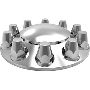 HD Driven 33mm WK Chrome Plastic Front Axle Dome Screw On – Front Wheel Covers for Semi-Trucks, Internally Threaded, Rustproof ABS Chrome Plastic, Universal Fit, Easy Screw-On Installation