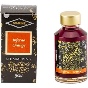 Diamine Fountain Pen Bottled Ink, 50ml - Shimmering Inferno Orange
