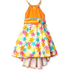 Girls' One Size Halter Sunflower Cotton Print Dress